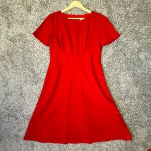 Austin Reed NWT Size 12 Women's Wool Cap Sleeve Red Dress Fully Lined.